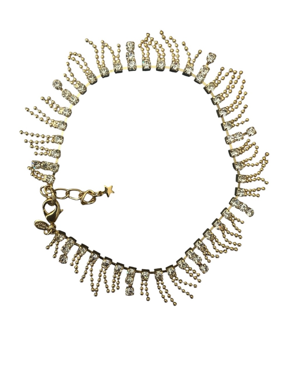 NOS Kirks Folly Gold Tone Rhinestone Fringe Anklet Bracelet 9” With Box Vintage